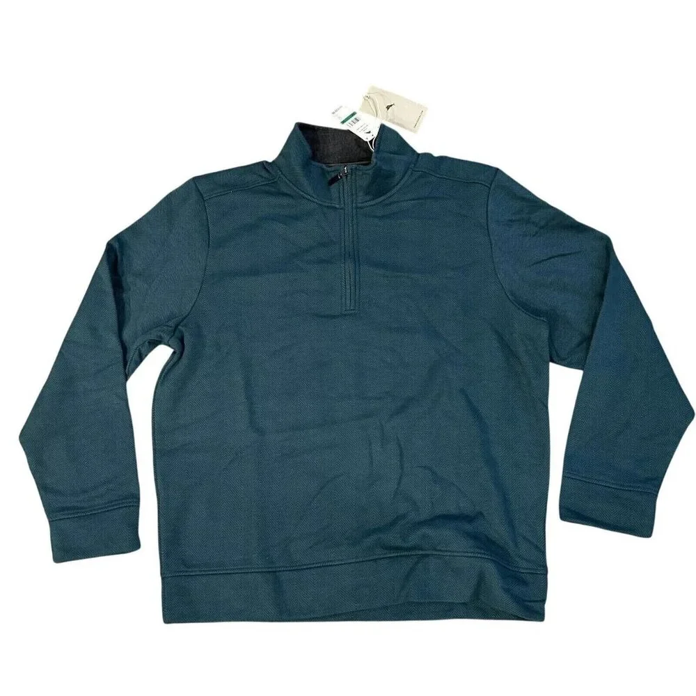 Tommy Bahama Mens Size Medium New Castle Half-Zip Pullover Sweater Forest Green - Picture 3 of 4